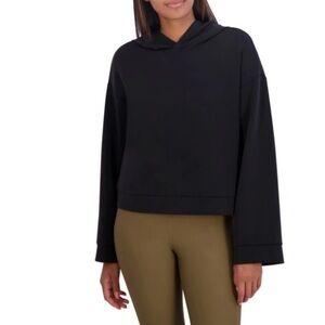 Sage Collective Relaxed Wide Sleeve Crop Hoodie S Black